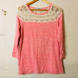 Maurices Pink Lace Trim Sweater